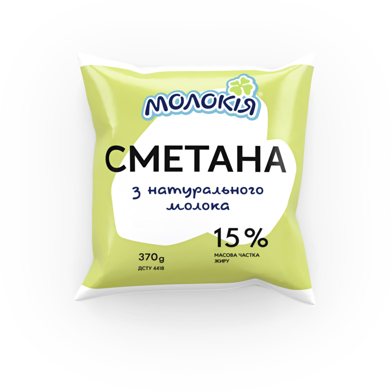 Сметана МОЛОКІЯ 15%, 370г, плівка поліетиленова
